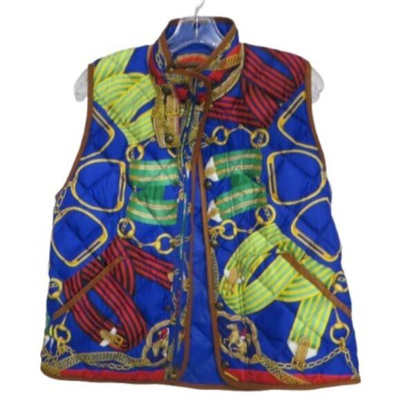 RARE Ralph Lauren Duck Down Padded Horse Themed, Vest L‎ - Picture 4 of 8